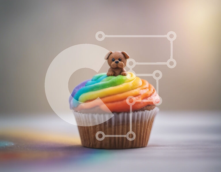 Σετ των 2 Intra Συλλεκτικό Ξύλινο Παζλ Plywood  4mm - Νόστιμο Cupcake Rainbow με χαριτωμένο κάλυμμα σκύλου Σε Ξύλινο Κουτί - Διαστάσεις: 10x10 cm – 25 κομμάτια