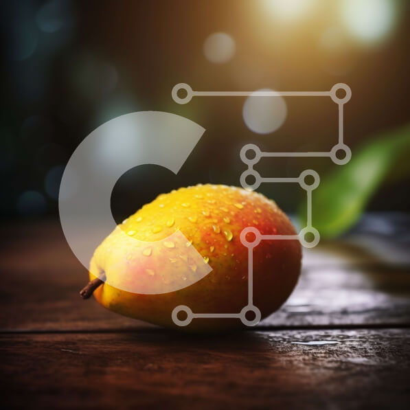 Σετ των 2 Intra Συλλεκτικό Ξύλινο Παζλ Plywood  4mm - Κυκλοθυμική εικόνα ενός ώριμου μάνγκο σε ένα ξύλινο τραπέζι Σε Ξύλινο Κουτί - Διαστάσεις: 10x10 cm – 25 κομμάτια