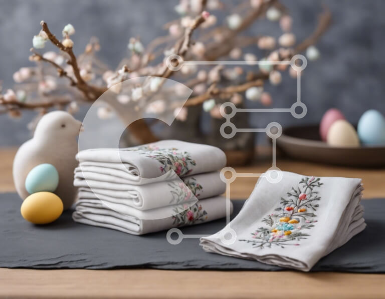 Intra Συλλεκτικό Ξύλινο Παζλ Plywood  4mm - Ανοιξιάτικο ντεκόρ επιτραπέζιου με πασχαλινό αυγό και πετσέτες Σε Ξύλινο Κουτί - Διαστάσεις Puzzle: 10x10 cm – 25 κομμάτια