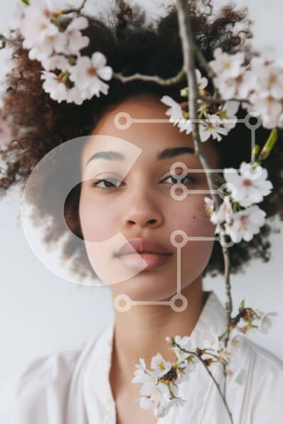 Intra Συλλεκτικό Ξύλινο Παζλ Plywood  4mm - Νεαρή γυναίκα με Updo χτένισμα και λευκά άνθη Σε Ξύλινο Κουτί - Διαστάσεις Puzzle: 10x10 cm – 25 κομμάτια