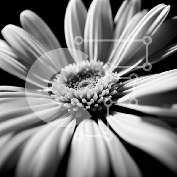 Intra Συλλεκτικό Ξύλινο Παζλ Plywood  4mm - Όμορφη κινηματογράφηση σε πρώτο πλάνο μιας λευκής μαργαρίτας με μαύρο φόντο Σε Ξύλινο Κουτί - Διαστάσεις: 10x10 cm – 25 κομμάτια