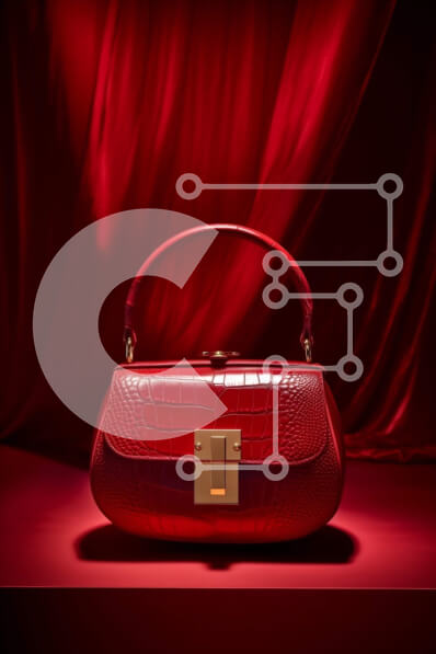 Intra Συλλεκτικό Ξύλινο Παζλ Plywood  4mm - Κομψή κόκκινη δερμάτινη τσάντα κροκόδειλου με χρυσό υλικό Σε Ξύλινο Κουτί - Διαστάσεις Puzzle: 10x10 cm – 25 κομμάτια