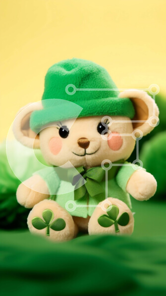 Intra Συλλεκτικό Ξύλινο Παζλ Plywood  4mm - Αρκουδάκι με τριφύλλι της ημέρας του Αγίου Πατρικίου Σε Ξύλινο Κουτί - Διαστάσεις: 10x10 cm – 25 κομμάτια