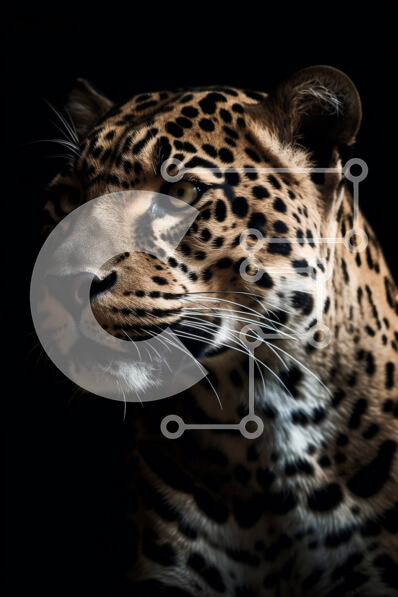 Σετ των 2 Intra Συλλεκτικό Ξύλινο Παζλ Plywood  4mm - Κοντινή εικόνα του προσώπου ενός Jaguar στο σκοτάδι Σε Ξύλινο Κουτί - Διαστάσεις: 10x10 cm – 25 κομμάτια