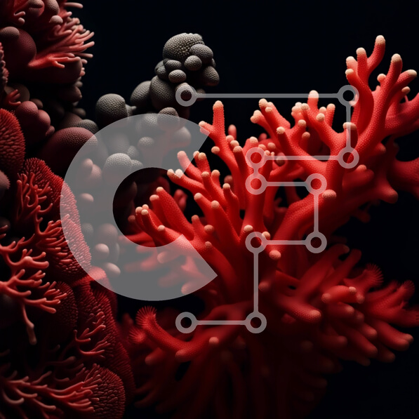 Intra Συλλεκτικό Ξύλινο Παζλ Plywood  4mm - Εκπληκτική κοντινή λήψη κόκκινου και μαύρου κοραλλιού στον ωκεανό Σε Ξύλινο Κουτί - Διαστάσεις: 10x10 cm – 25 κομμάτια