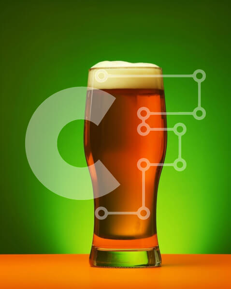 Σετ των 2 Intra Συλλεκτικό Ξύλινο Παζλ Plywood  4mm - Ποτήρι μπύρα σε πορτοκαλί και πράσινο φόντο Σε Ξύλινο Κουτί - Διαστάσεις: 10x10 cm – 25 κομμάτια