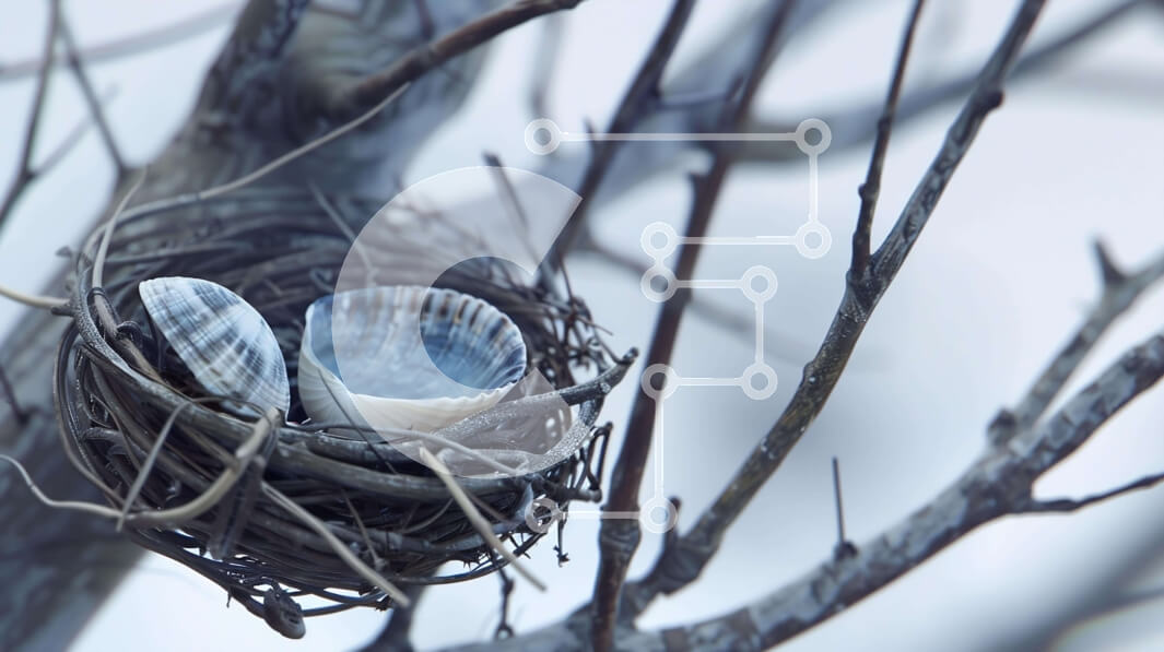 Intra Συλλεκτικό Ξύλινο Παζλ Plywood  4mm - Φωλιά πουλιών με κοχύλια σε άδειο κλαδί δέντρου Σε Ξύλινο Κουτί - Διαστάσεις: 10x10 cm – 25 κομμάτια