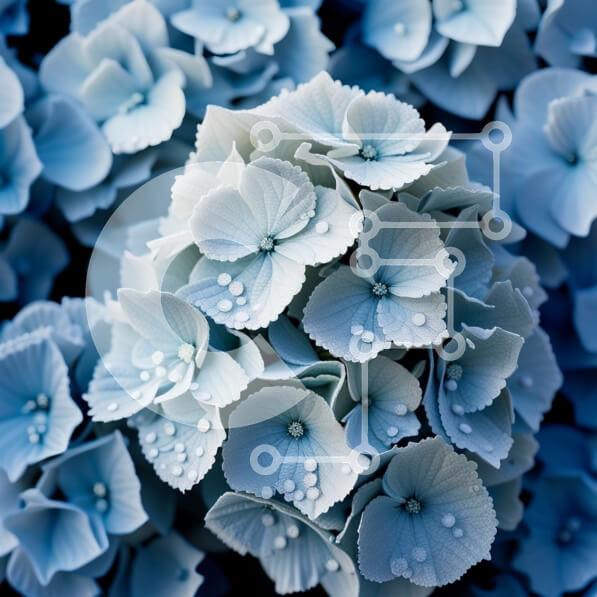 Intra Συλλεκτικό Ξύλινο Παζλ Plywood  4mm - Όμορφη κινηματογράφηση σε πρώτο πλάνο μπλε ορτανσιών με σταγονίδια νερού Σε Ξύλινο Κουτί - Διαστάσεις: 10x10 cm – 25 κομμάτια