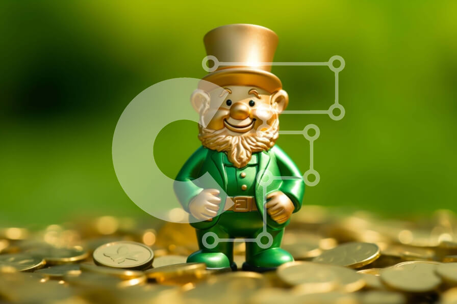 Intra Συλλεκτικό Ξύλινο Παζλ Plywood  4mm - Ειδώλιο καλλικάτζαρου του Αγίου Πατρικίου σε χρυσά νομίσματα Σε Ξύλινο Κουτί - Διαστάσεις: 10x10 cm – 25 κομμάτια