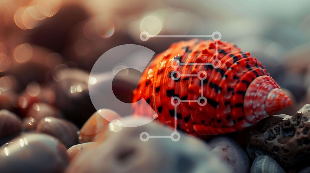 Intra Συλλεκτικό Ξύλινο Παζλ Plywood  4mm - Κόκκινο κοχύλι σε βράχους και βότσαλα Σε Ξύλινο Κουτί - Διαστάσεις: 10x10 cm – 25 κομμάτια