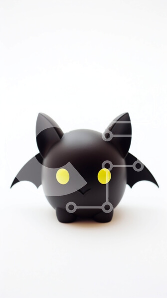 Intra Συλλεκτικό Ξύλινο Παζλ Plywood  4mm - Μαύρο παιχνίδι ρόπαλο με κίτρινα μάτια σε λευκό φόντο Σε Ξύλινο Κουτί - Διαστάσεις: 10x10 cm – 25 κομμάτια