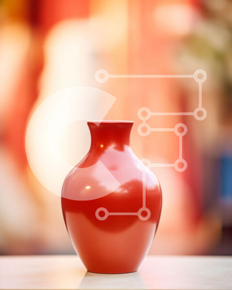 Intra Συλλεκτικό Ξύλινο Παζλ Plywood  4mm - Κόκκινο βάζο σε ημιτελές ξύλινο τραπέζι Σε Ξύλινο Κουτί - Διαστάσεις: 10x10 cm – 25 κομμάτια