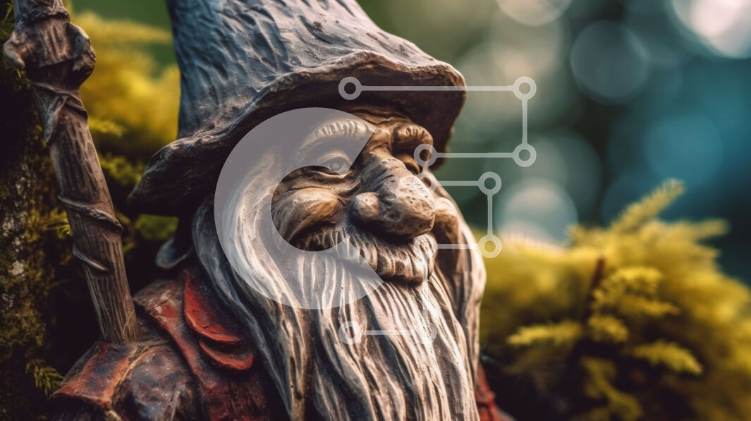 Intra Συλλεκτικό Ξύλινο Παζλ Plywood  4mm - Γοητευτικό Ξύλινο Άγαλμα Gnome με Προσωπικό και Καπέλο Pointy Σε Ξύλινο Κουτί - Διαστάσεις: 10x10 cm – 25 κομμάτια