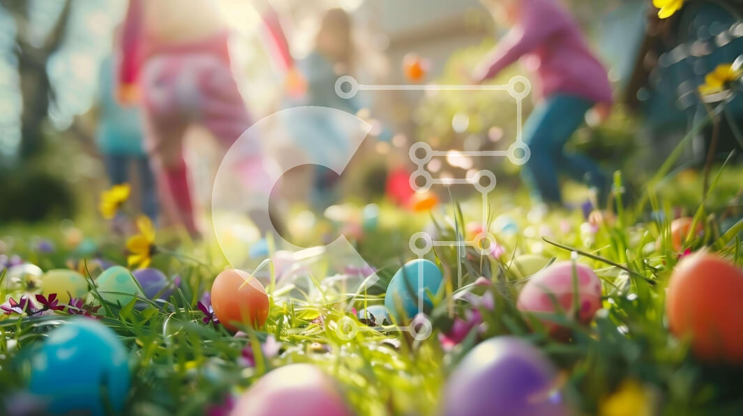 Intra Συλλεκτικό Ξύλινο Παζλ Plywood  4mm - Παιδιά που παίζουν με τα αυγά του Πάσχα στο γρασίδι Σε Ξύλινο Κουτί - Διαστάσεις Puzzle: 10x10 cm – 25 κομμάτια