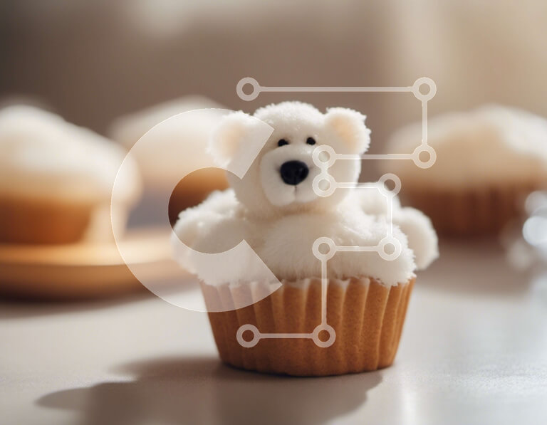 Σετ των 2 Intra Συλλεκτικό Ξύλινο Παζλ Plywood  4mm - Λευκό Teddy Bear Cupcake με διακόσμηση από βαμβακερή μπάλα Σε Ξύλινο Κουτί - Διαστάσεις: 10x10 cm – 25 κομμάτια