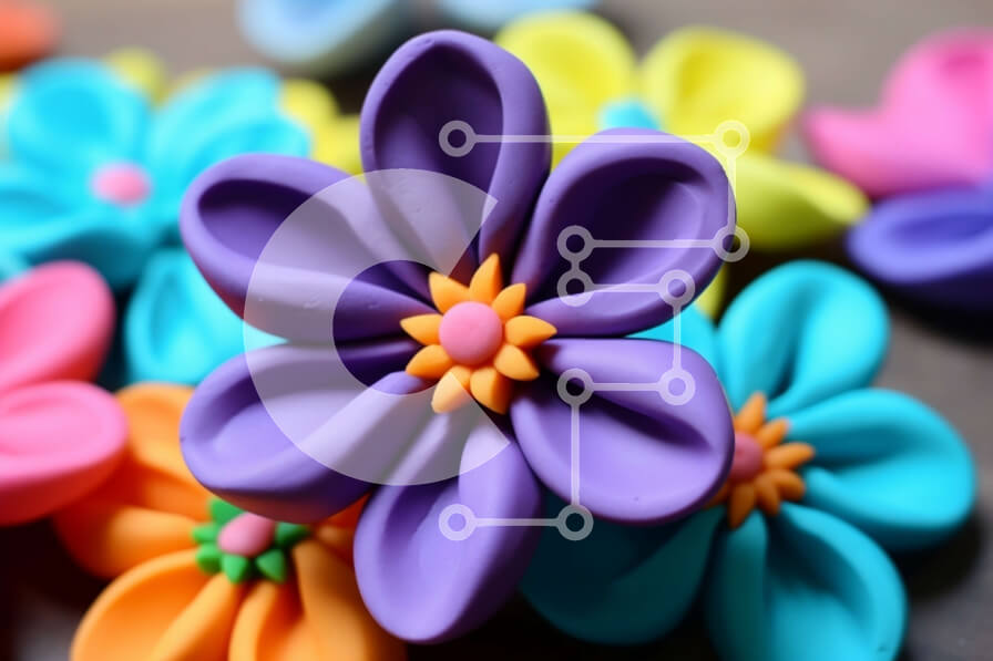 Intra Συλλεκτικό Ξύλινο Παζλ Plywood  4mm - Πολύχρωμα πλαστικά λουλούδια για χειροτεχνίες και διακοσμήσεις Σε Ξύλινο Κουτί - Διαστάσεις Puzzle: 10x10 cm – 25 κομμάτια