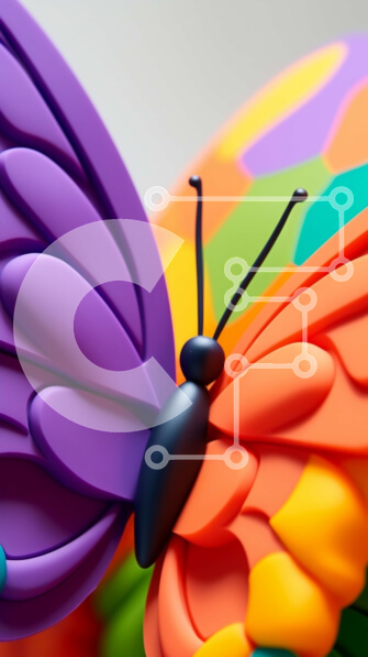 Σετ των 2 Intra Συλλεκτικό Ξύλινο Παζλ Plywood  4mm - Πολύχρωμο γλυπτό πεταλούδων σε πορτοκαλί μπάλα Σε Ξύλινο Κουτί - Διαστάσεις: 10x10 cm – 25 κομμάτια