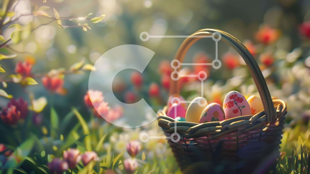 Intra Συλλεκτικό Ξύλινο Παζλ Plywood  4mm - Πολύχρωμα Πασχαλινά αυγά σε ένα καλάθι κήπου Σε Ξύλινο Κουτί - Διαστάσεις: 10x10 cm – 25 κομμάτια