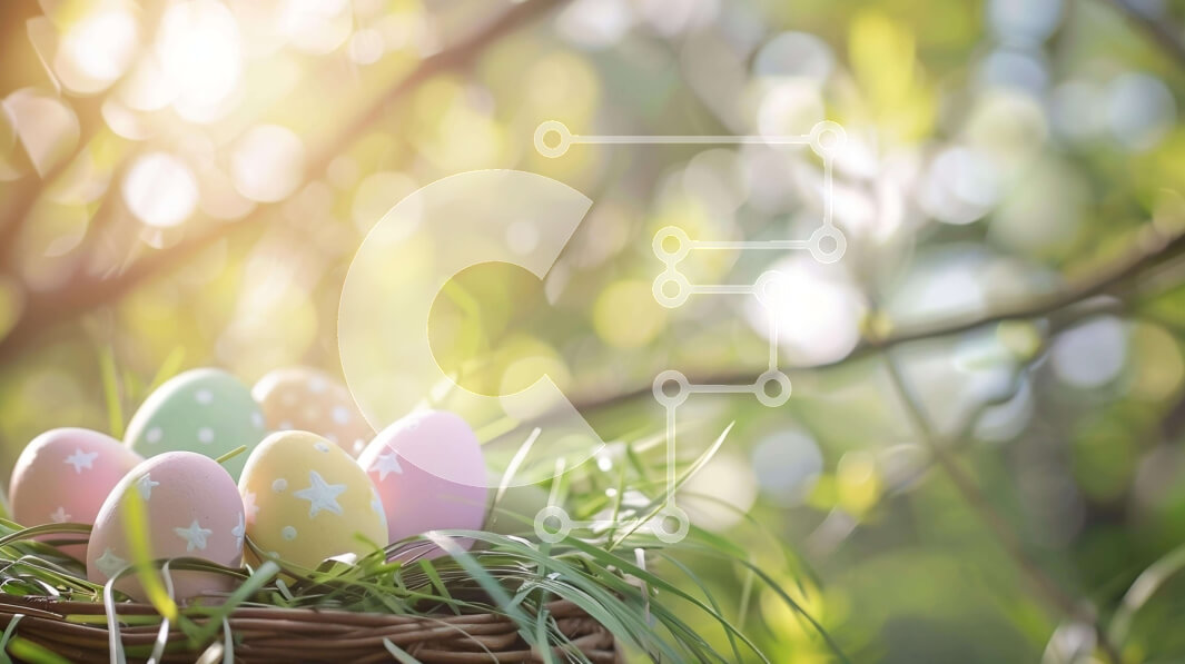 Intra Συλλεκτικό Ξύλινο Παζλ Plywood  4mm - Πολύχρωμα Πασχαλινά αυγά στο καλάθι στο γρασίδι Σε Ξύλινο Κουτί - Διαστάσεις: 10x10 cm – 25 κομμάτια