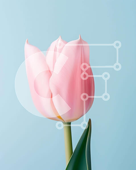 Intra Συλλεκτικό Ξύλινο Παζλ Plywood  4mm - Μονό ροζ λουλούδι τουλίπας σε βάζο με πράσινα φύλλα Σε Ξύλινο Κουτί - Διαστάσεις: 10x10 cm – 25 κομμάτια