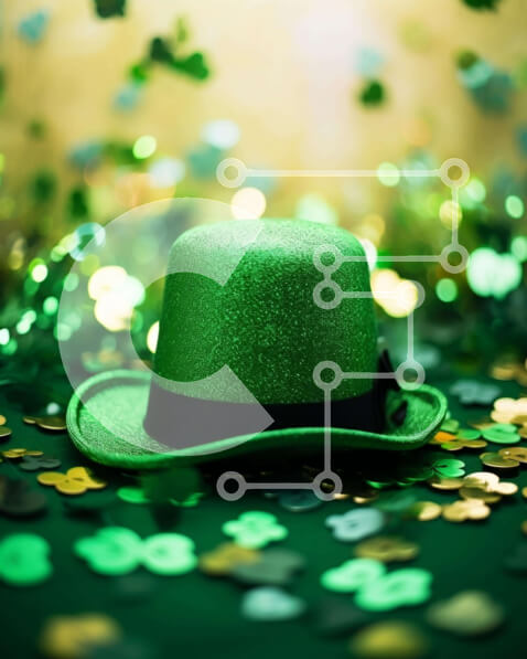 Intra Συλλεκτικό Ξύλινο Παζλ Plywood  4mm - Καπέλο τριφύλλι και πράσινα φύλλα ημέρας του Αγίου Πατρικίου Σε Ξύλινο Κουτί - Διαστάσεις: 10x10 cm – 25 κομμάτια