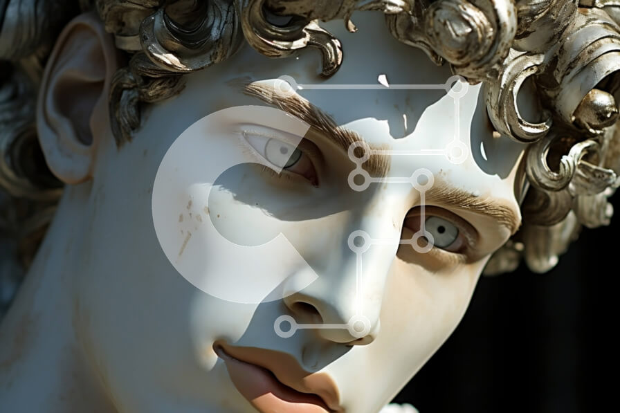 Intra Συλλεκτικό Ξύλινο Παζλ Plywood  4mm - Περίπλοκο άγαλμα ενός άνδρα με σγουρά μαλλιά και σοβαρή έκφραση Σε Ξύλινο Κουτί - Διαστάσεις Puzzle: 10x10 cm – 25 κομμάτια