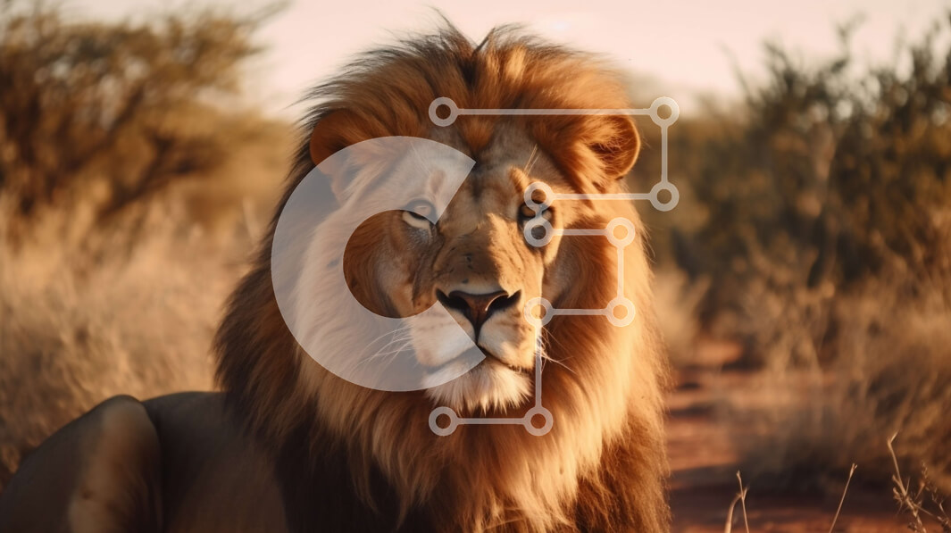 Σετ των 2 Intra Συλλεκτικό Ξύλινο Παζλ Plywood  4mm - Ισχυρή εικόνα ενός λιονταριού στο λιβάδι Σε Ξύλινο Κουτί - Διαστάσεις: 10x10 cm – 25 κομμάτια