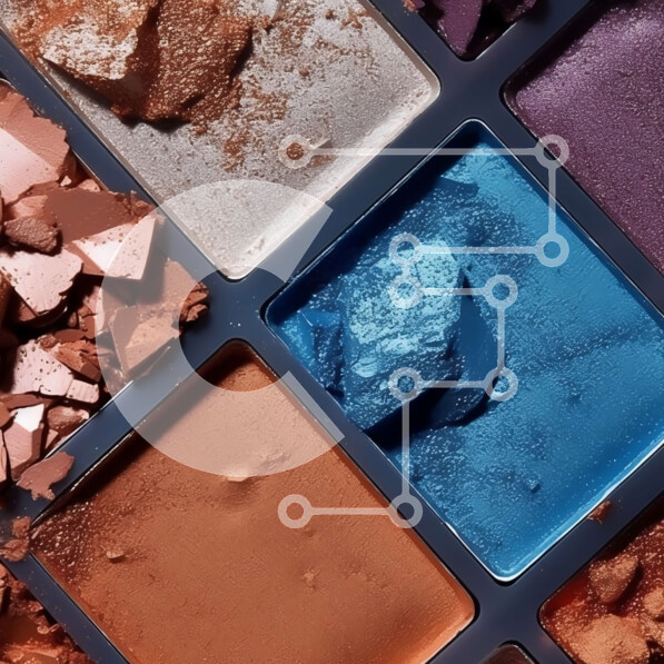 Σετ των 2 Intra Συλλεκτικό Ξύλινο Παζλ Plywood  4mm - Εκπληκτική κοντινή πλάνο μιας παλέτας μακιγιάζ με μπλε, μοβ και χρυσές σκιές ματιών Σε Ξύλινο Κουτί - Διαστάσεις: 10x10 cm – 25 κομμάτια