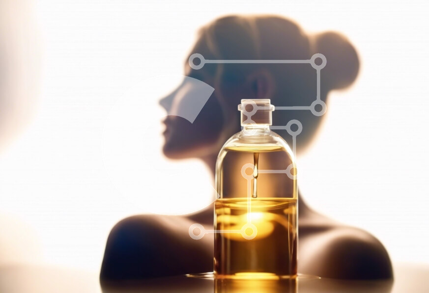 Intra Συλλεκτικό Ξύλινο Παζλ Plywood  4mm - Σιλουέτα μιας γυναίκας που χρησιμοποιεί λάδι για περιποίηση δέρματος Σε Ξύλινο Κουτί - Διαστάσεις Puzzle: 10x10 cm – 25 κομμάτια