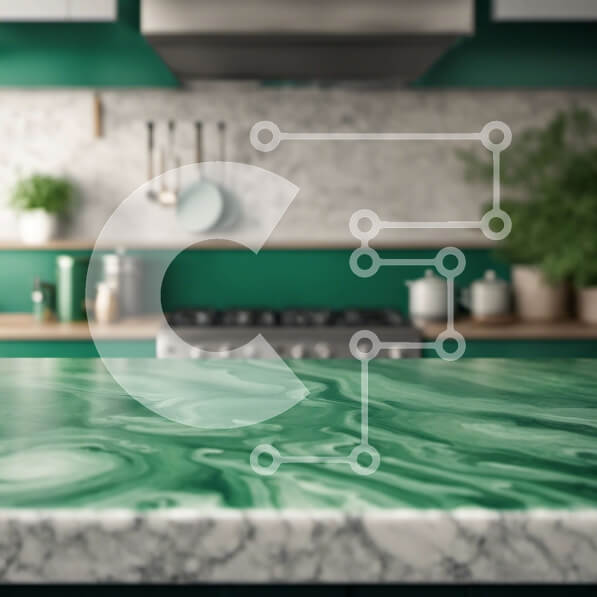 Intra Συλλεκτικό Ξύλινο Παζλ Plywood  4mm - Πράσινος μαρμάρινος πάγκος σε μια καλά φωτισμένη μοντέρνα κουζίνα Σε Ξύλινο Κουτί - Διαστάσεις Puzzle: 10x10 cm – 25 κομμάτια