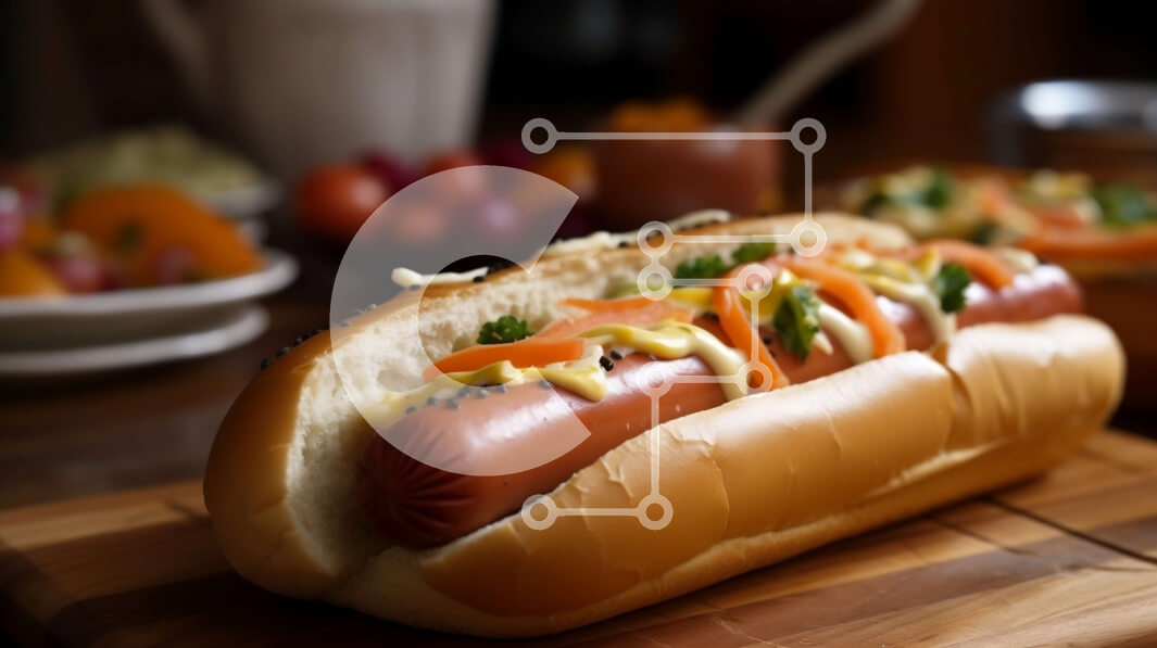 Σετ των 2 Intra Συλλεκτικό Ξύλινο Παζλ Plywood  4mm - Απολαυστική εικόνα ενός χοτ-ντογκ με κέτσαπ, μουστάρδα και γευστικές επικαλύψεις Σε Ξύλινο Κουτί - Διαστάσεις: 10x10 cm – 25 κομμάτια