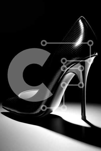 Intra Συλλεκτικό Ξύλινο Παζλ Plywood  4mm - Κομψό και λαμπερό μαύρο ψηλοτάκουνο παπούτσι με μυτερή μύτη και τακούνι στιλέτο 5 ιντσών Σε Ξύλινο Κουτί - Διαστάσεις Puzzle: 10x10 cm – 25 κομμάτια