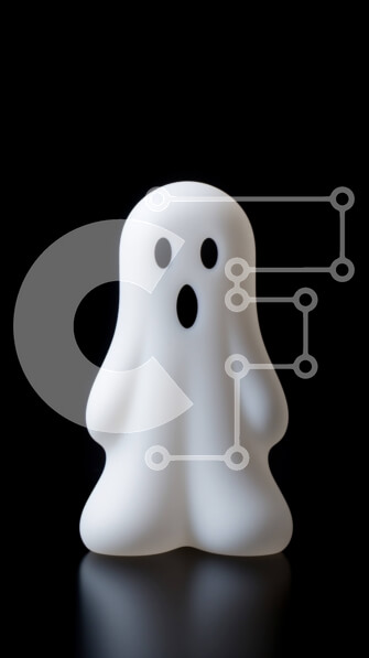 Intra Συλλεκτικό Ξύλινο Παζλ Plywood  4mm - Άσπρο ειδώλιο φάντασμα που κάθεται σε μια γωνία Σε Ξύλινο Κουτί - Διαστάσεις Puzzle: 10x10 cm – 25 κομμάτια