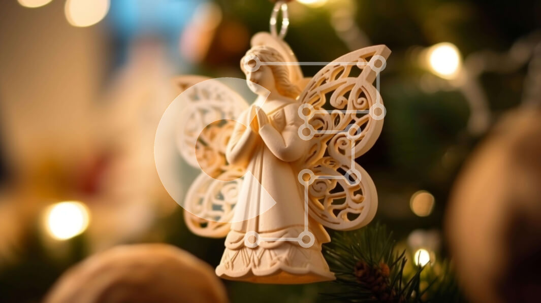 Intra Συλλεκτικό Ξύλινο Παζλ Plywood  4mm - Λευκό ξύλινο στολίδι αγγέλου που κρέμεται από το χριστουγεννιάτικο δέντρο Σε Ξύλινο Κουτί - Διαστάσεις: 10x10 cm – 25 κομμάτια