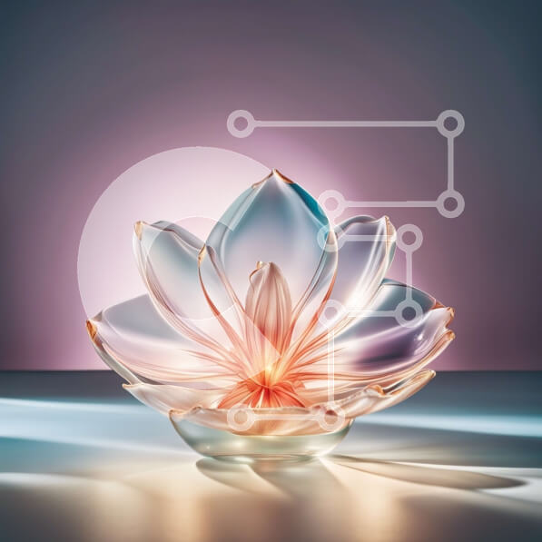 Intra Συλλεκτικό Ξύλινο Παζλ Plywood  4mm - Όμορφο γυάλινο γλυπτό από ροζ λουλούδι λωτού Σε Ξύλινο Κουτί - Διαστάσεις Puzzle: 10x10 cm – 25 κομμάτια