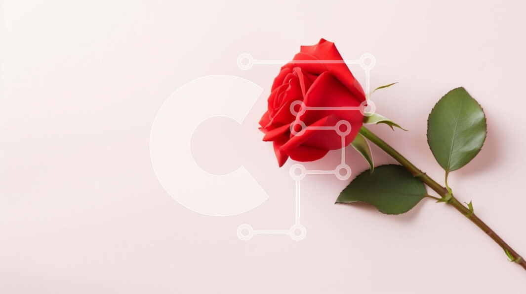 Σετ των 2 Intra Συλλεκτικό Ξύλινο Παζλ Plywood  4mm - Ρομαντικό μονό κόκκινο τριαντάφυλλο σε ροζ φόντο Σε Ξύλινο Κουτί - Διαστάσεις: 10x10 cm – 25 κομμάτια