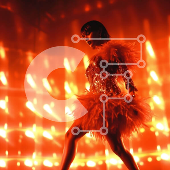 Intra Συλλεκτικό Ξύλινο Παζλ Plywood  4mm - Εκπληκτική παράσταση από Γυναίκα με κόκκινο φτερωτό φόρεμα στη σκηνή Σε Ξύλινο Κουτί - Διαστάσεις Puzzle: 10x10 cm – 25 κομμάτια