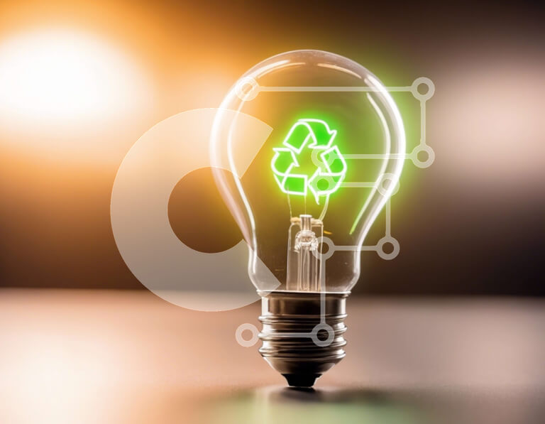 Intra Συλλεκτικό Ξύλινο Παζλ Plywood  4mm - Σύμβολο φιλικής προς το περιβάλλον ανακύκλωσης σε αναμμένο λαμπτήρα Σε Ξύλινο Κουτί - Διαστάσεις Puzzle: 10x10 cm – 25 κομμάτια