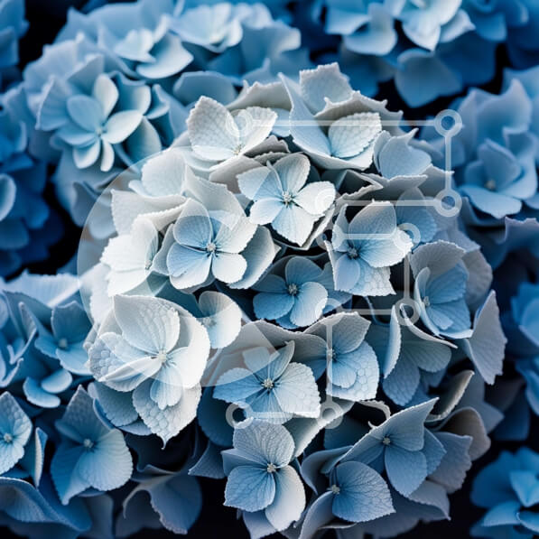 Intra Συλλεκτικό Ξύλινο Παζλ Plywood  4mm - Όμορφη κινηματογράφηση σε πρώτο πλάνο μπλε ορτανσιών με λευκά κέντρα Σε Ξύλινο Κουτί - Διαστάσεις: 10x10 cm – 25 κομμάτια