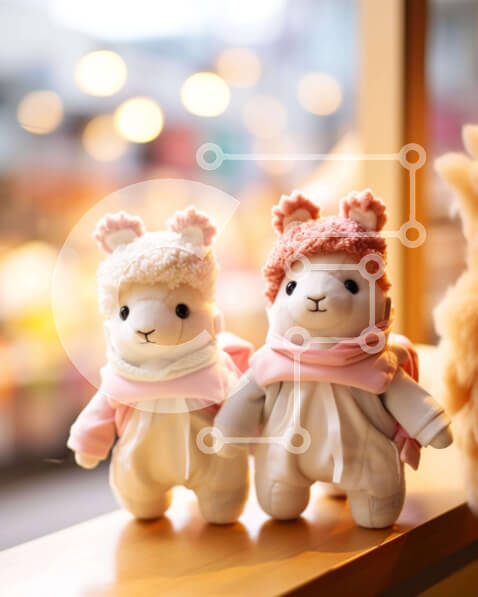 Intra Συλλεκτικό Ξύλινο Παζλ Plywood  4mm - Γεμιστά ζώα που κάθονται σε ένα περβάζι παραθύρου Σε Ξύλινο Κουτί - Διαστάσεις Puzzle: 10x10 cm – 25 κομμάτια