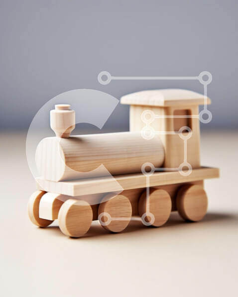 Intra Συλλεκτικό Ξύλινο Παζλ Plywood  4mm - Αξιολάτρευτο ξύλινο τρένο παιχνιδιών σε φωτεινό φόντο Σε Ξύλινο Κουτί - Διαστάσεις: 10x10 cm – 25 κομμάτια