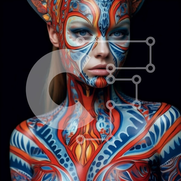 Σετ των 2 Intra Συλλεκτικό Ξύλινο Παζλ Plywood  4mm - Πολύχρωμο και περίπλοκο σχέδιο ζωγραφικής για το πρόσωπο της γάτας σε μια γυναίκα Σε Ξύλινο Κουτί - Διαστάσεις: 10x10 cm – 25 κομμάτια