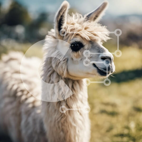 Intra Συλλεκτικό Ξύλινο Παζλ Plywood  4mm - Κοντινό πλάνο λευκού αλπακά σε χωράφι με γρασίδι Σε Ξύλινο Κουτί - Διαστάσεις: 10x10 cm – 25 κομμάτια