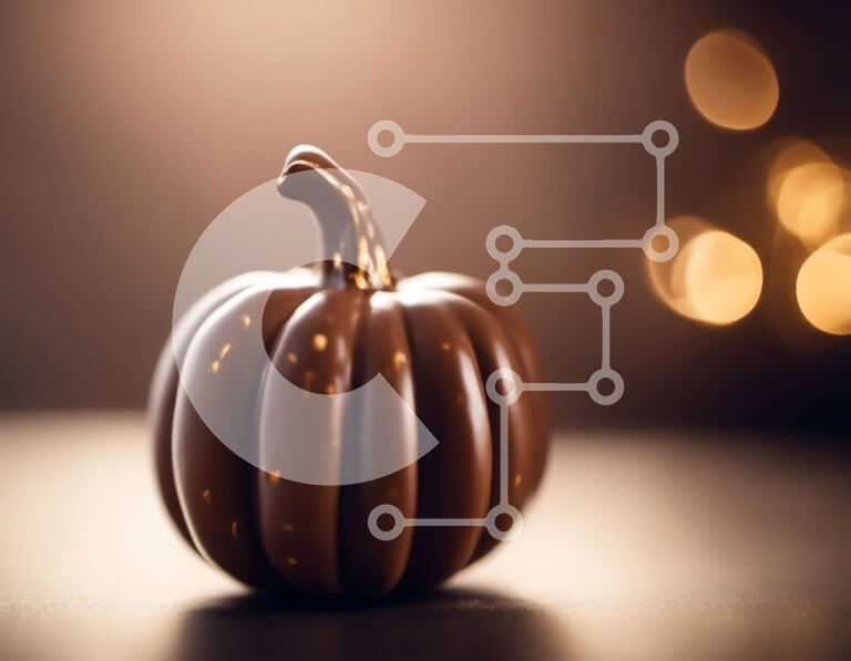 Intra Συλλεκτικό Ξύλινο Παζλ Plywood  4mm - Μικρή κολοκύθα σοκολάτας στο διακοσμημένο τραπέζι Σε Ξύλινο Κουτί - Διαστάσεις: 10x10 cm – 25 κομμάτια