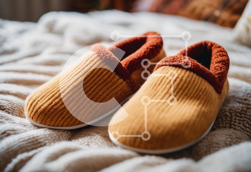 Intra Συλλεκτικό Ξύλινο Παζλ Plywood  4mm - Κίτρινες παντόφλες στο κρεβάτι Σε Ξύλινο Κουτί - Διαστάσεις: 10x10 cm – 25 κομμάτια