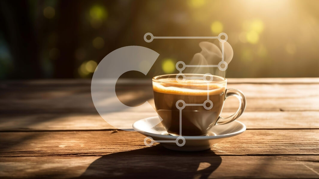 Σετ των 2 Intra Συλλεκτικό Ξύλινο Παζλ Plywood  4mm - Φρεσκοκομμένο φλιτζάνι καφέ με ατμό σε ένα παλιό ξύλινο τραπέζι Σε Ξύλινο Κουτί - Διαστάσεις: 10x10 cm – 25 κομμάτια