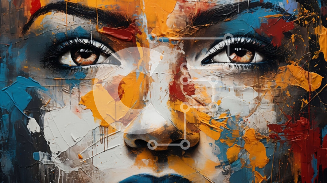 Intra Συλλεκτικό Ξύλινο Παζλ Plywood  4mm - Πολύχρωμη ζωγραφική προσώπου Έργο τέχνης μιας στοχαστικής γυναίκας Σε Ξύλινο Κουτί - Διαστάσεις Puzzle: 10x10 cm – 25 κομμάτια