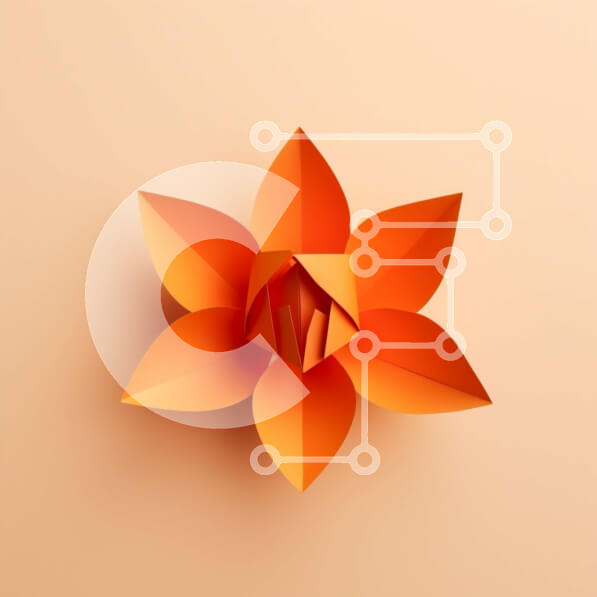 Intra Συλλεκτικό Ξύλινο Παζλ Plywood  4mm - Πορτοκαλί Origami από χαρτί Lotus Flower Σε Ξύλινο Κουτί - Διαστάσεις Puzzle: 10x10 cm – 25 κομμάτια