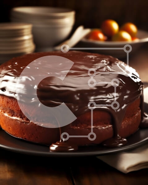 Σετ των 2 Intra Συλλεκτικό Ξύλινο Παζλ Plywood  4mm - Λαχταριστό κέικ σοκολάτας με γλάσο σοκολάτας σε μαύρο πιάτο Σε Ξύλινο Κουτί - Διαστάσεις: 10x10 cm – 25 κομμάτια