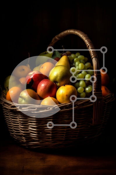 Σετ των 2 Intra Συλλεκτικό Ξύλινο Παζλ Plywood  4mm - Καλάθι με φρέσκα φρούτα - μήλα, πορτοκάλια, σταφύλια και μπανάνες Σε Ξύλινο Κουτί - Διαστάσεις: 10x10 cm – 25 κομμάτια